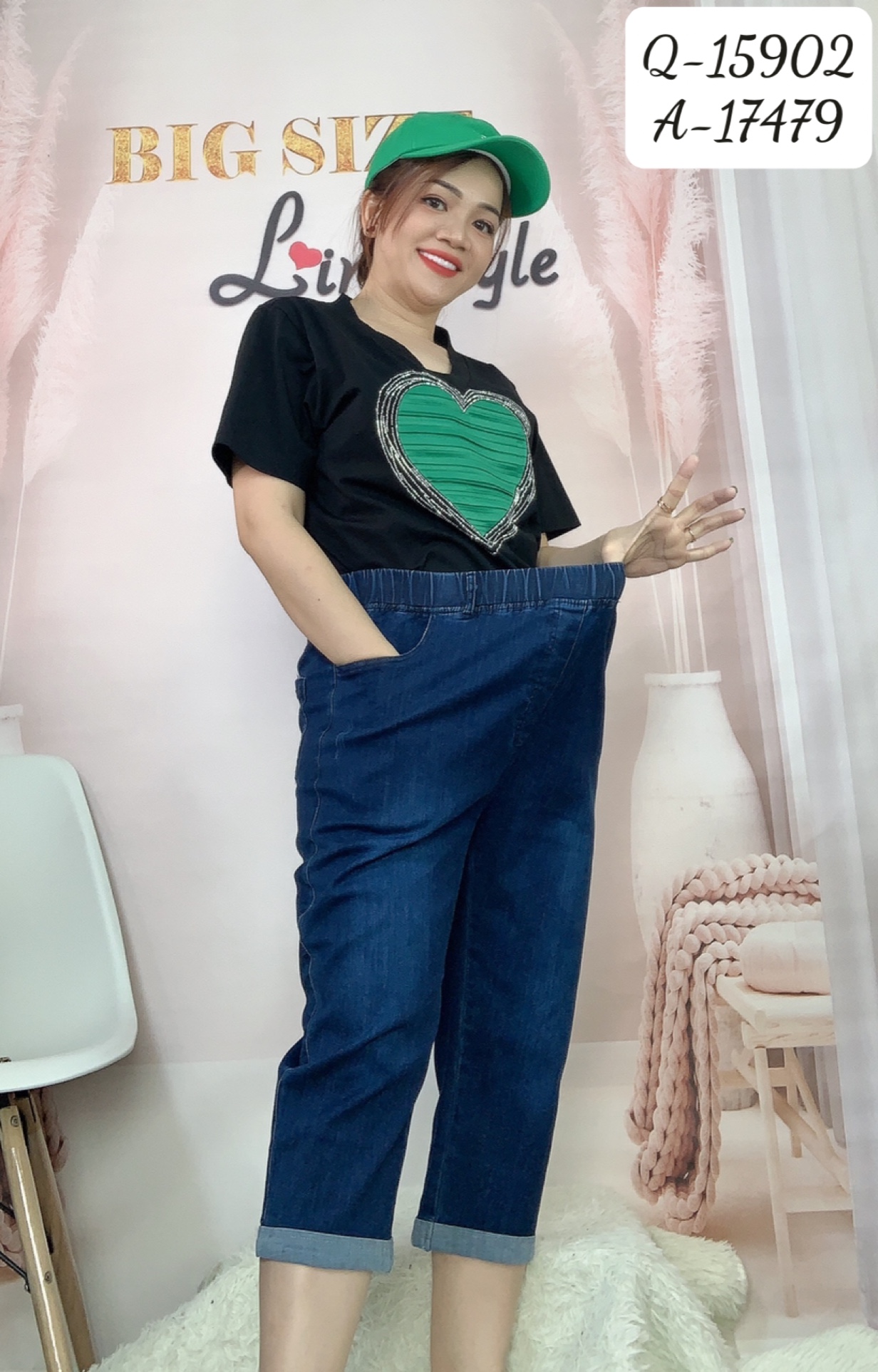 Quần Jean lửng BIGSIZE size ĐẠI lưng thun 15902