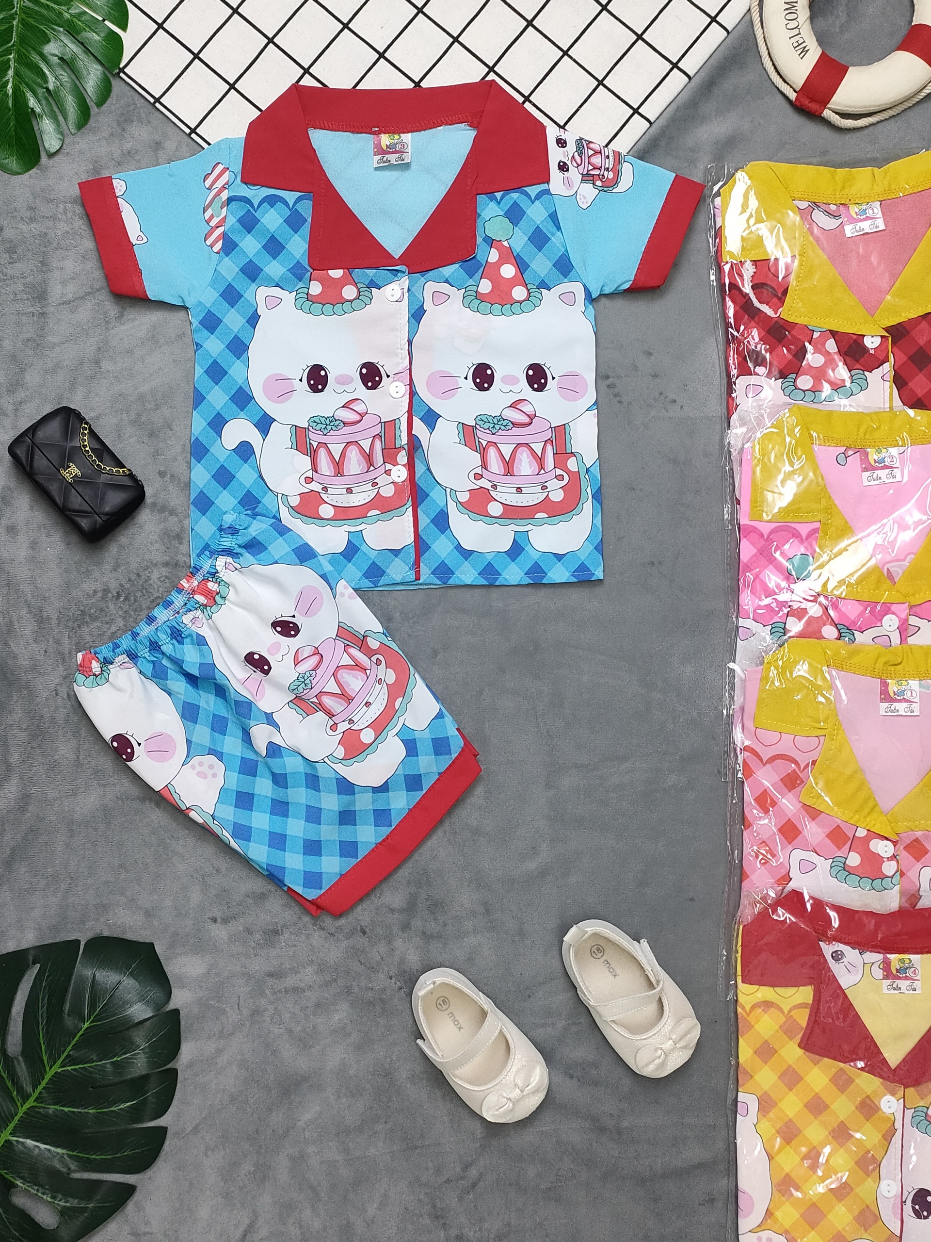 Bộ Pijama Lụa Bé (6-20kg) (giao màu và họa tiết ngẫu nhiên)