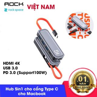 Bộ chia HUB đa năng Rock 5in1 Type-C to Type-C USB3.0 HDMI (RCB0744) thumbnail