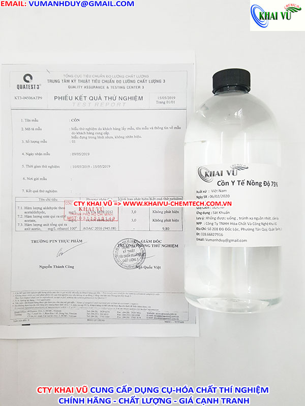 [Y tế-kiểm định] Chai 1 Lít Cồn y tế 75 độ sát khuẩn, rửa tay