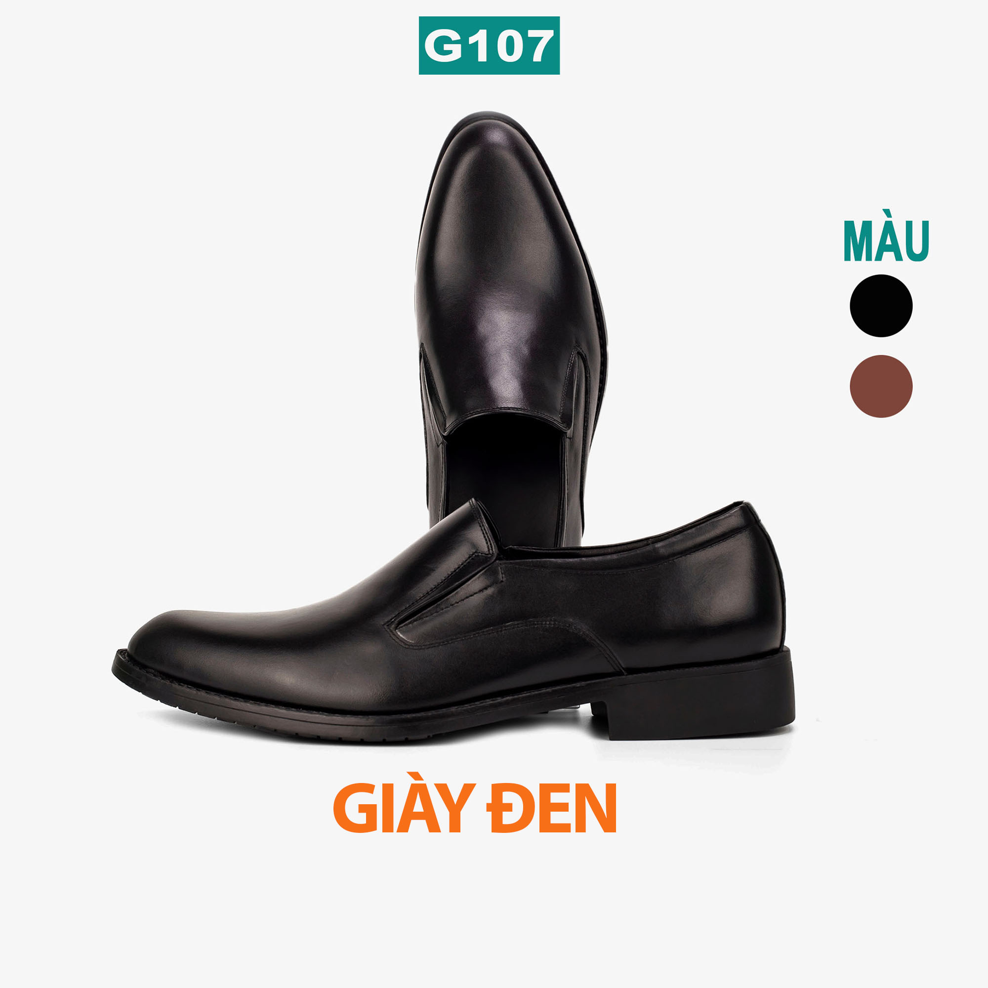 Giày da nam công sở G107, giày lười nam da bò nappa cao cấp màu đen Bụi leather- hộp sang trọng -BH 12 tháng