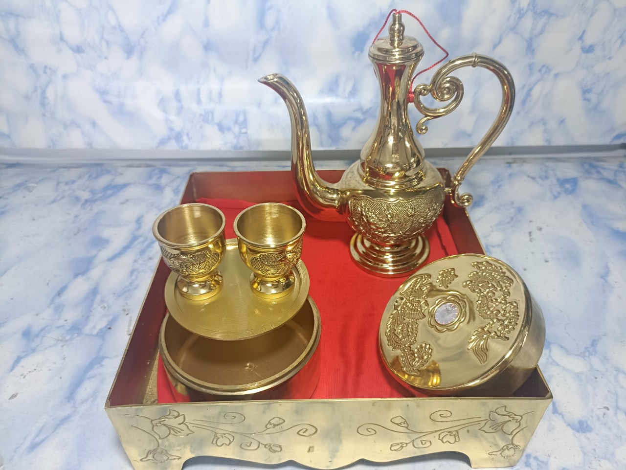 [Đồng] Bộ khay trầu hỏi cưới bằng đồng sang trọng