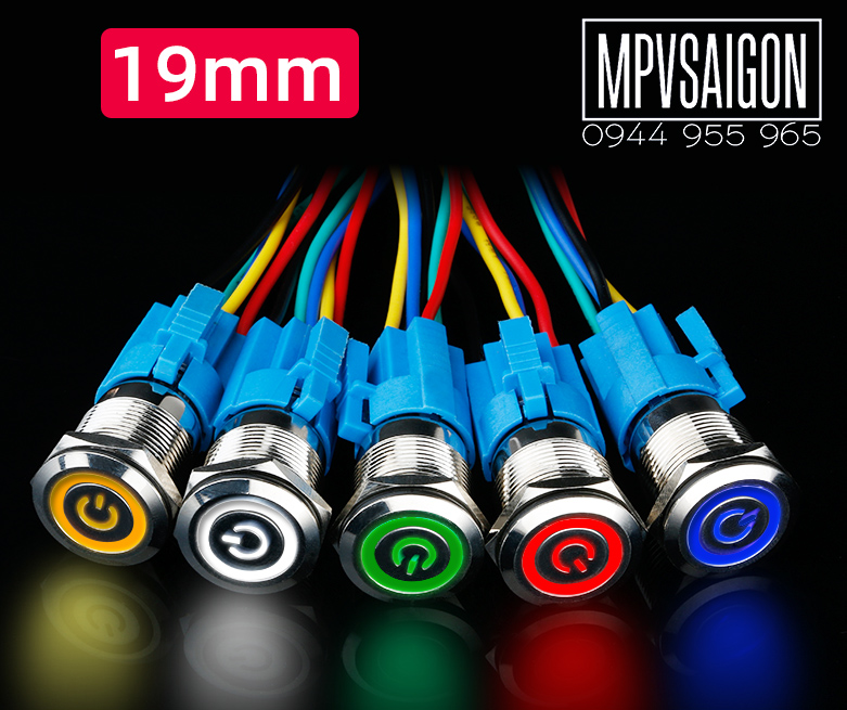 Công tắc 19mm led nguồn/ mpvsaigon – 19mm led latching push button switch