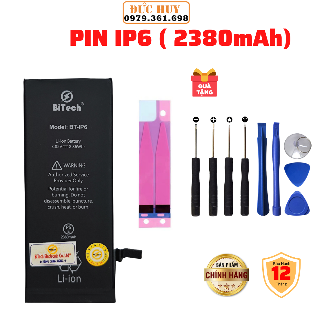 Pin IP6 Dung Lượng Cao BiTech BT-IP6 ( Dung Lượng 2380 mAh )