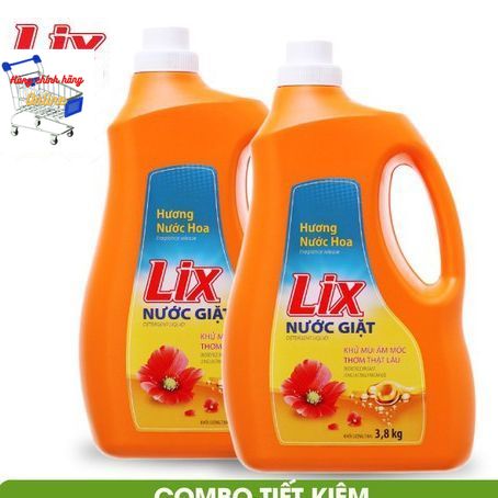 Combo 2 can Nước giặt Lix 3.6kg- hương nước hoa - Màu Vàng
