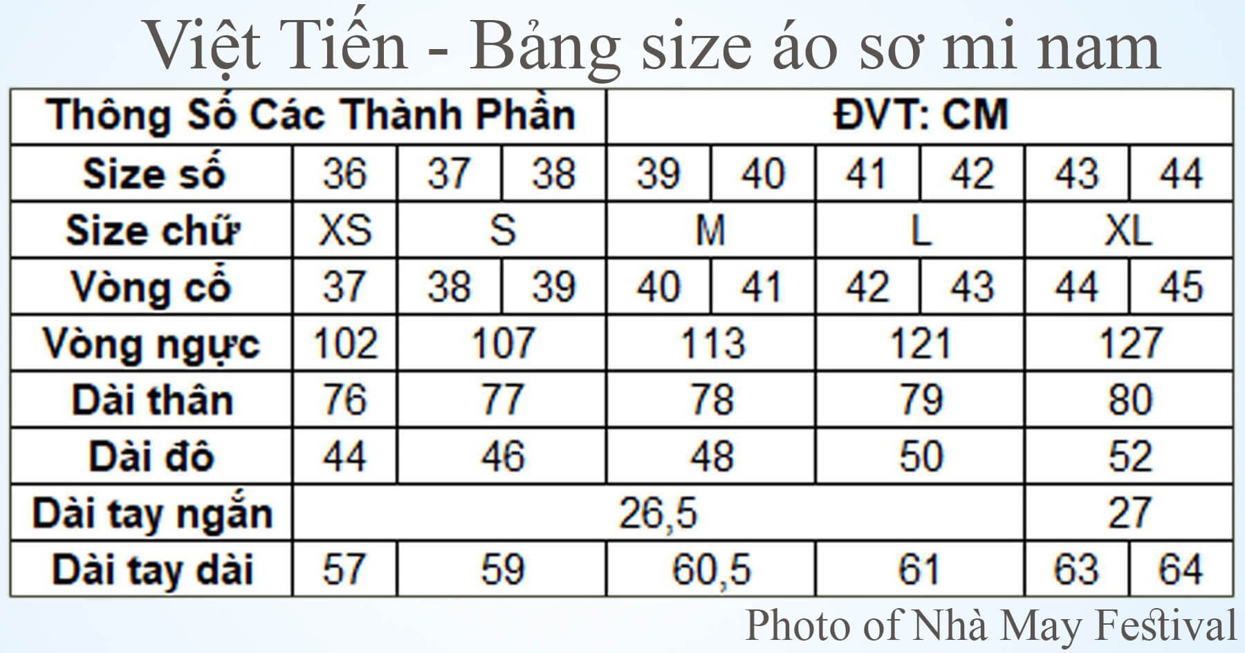 Áo sơ mi nam Việt Tiến tay dài
