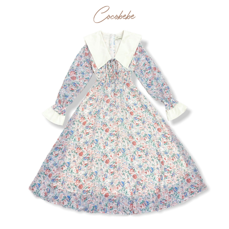 Đầm Hoa Tay Dài Cổ Điển M3041 Cocobebe