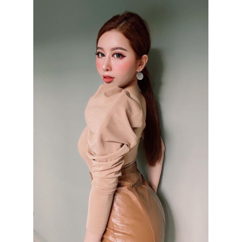 Áo Croptop Lệch Vai Tay Bồng