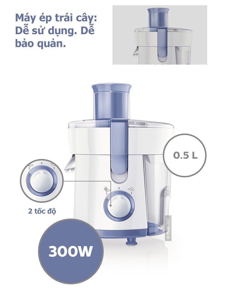 MÁY ÉP TRÁI CÂY PHILIPS HR1811 500ML (TRẮNG) - Hàng Công ty ( Bảo hành 2 năm trên toàn quốc)
