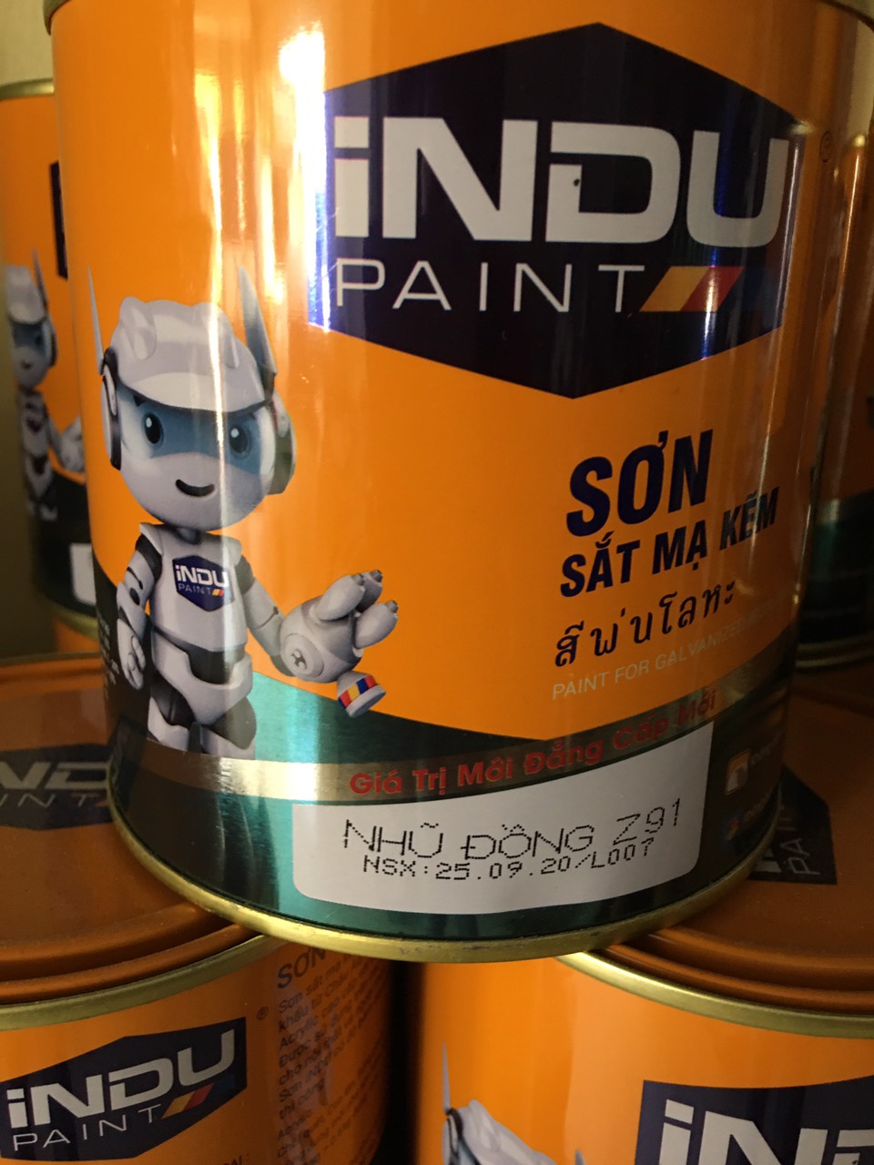 Sơn sắt mạ kẽm INDU Z91 màu nhũ đồng lon 800ml