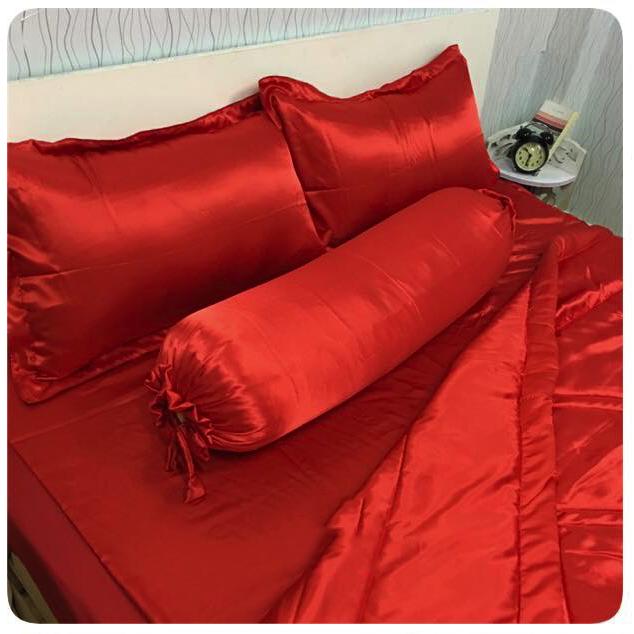 ( Lụa Loại 1) Ga - Drap Giường Lẻ Phi Lụa Màu Đỏ Đô Lan Pham Bedding Mềm Mại, Êm Ái