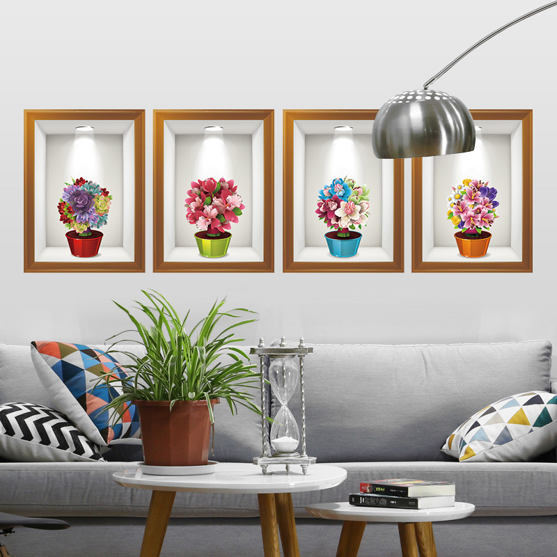 Decal dán tường LỌ HOA CẨM TÚ CẦU Sticker Tranh Dán Tường Decal dán tường cây xanh ,Decal dán tường hoa lá