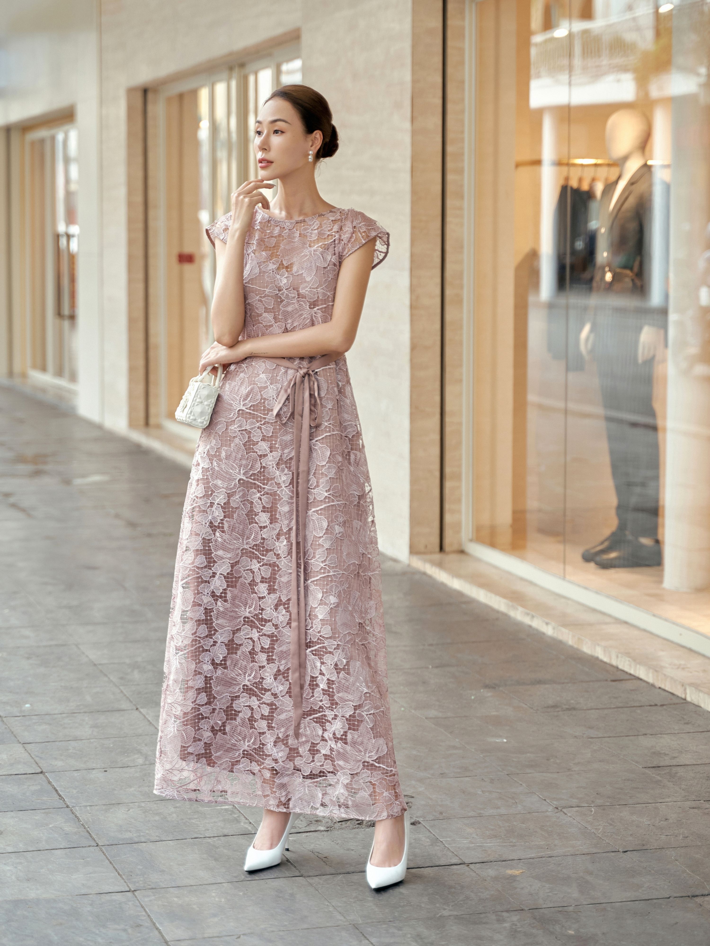 Đầm ren dài Mauve Darling dress (size hết không restock thêm)