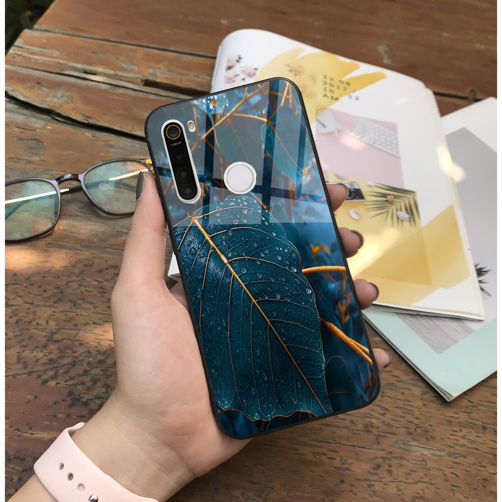 Ốp Oppo Realme 5 / Realme 5s / Realme 5i / Realme 6i , Realme 5 pro / Realme Q , Realme C3 lưng kính cường lực hoa lá