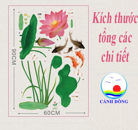 Decal dán tường hồ sen phong thủy sang trọng