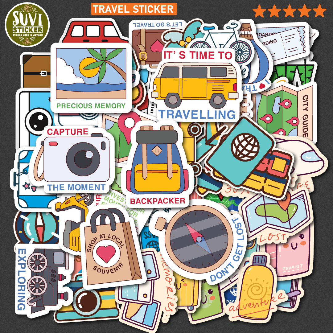 Sticker Travel Du Lịch chống nước dán laptop, điện thoại, đàn guitar, mũ bảo hiểm. MSP: T12