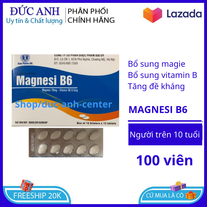 Viên uống Magnesi B6 Đại Uy bổ sung magie vitamin B và khoáng chất cho cơ thể – Hộp 100 viên
