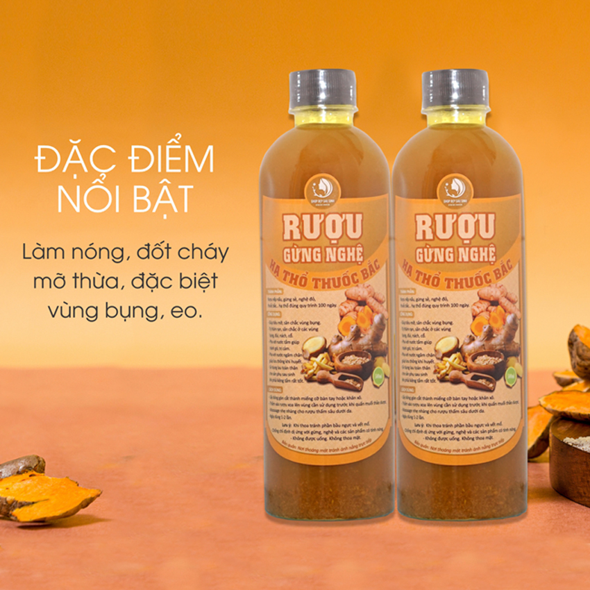 Combo 2 chai Gừng Nghệ Hạ Thổ thảo dược (Handmade nhà làm) 500ml