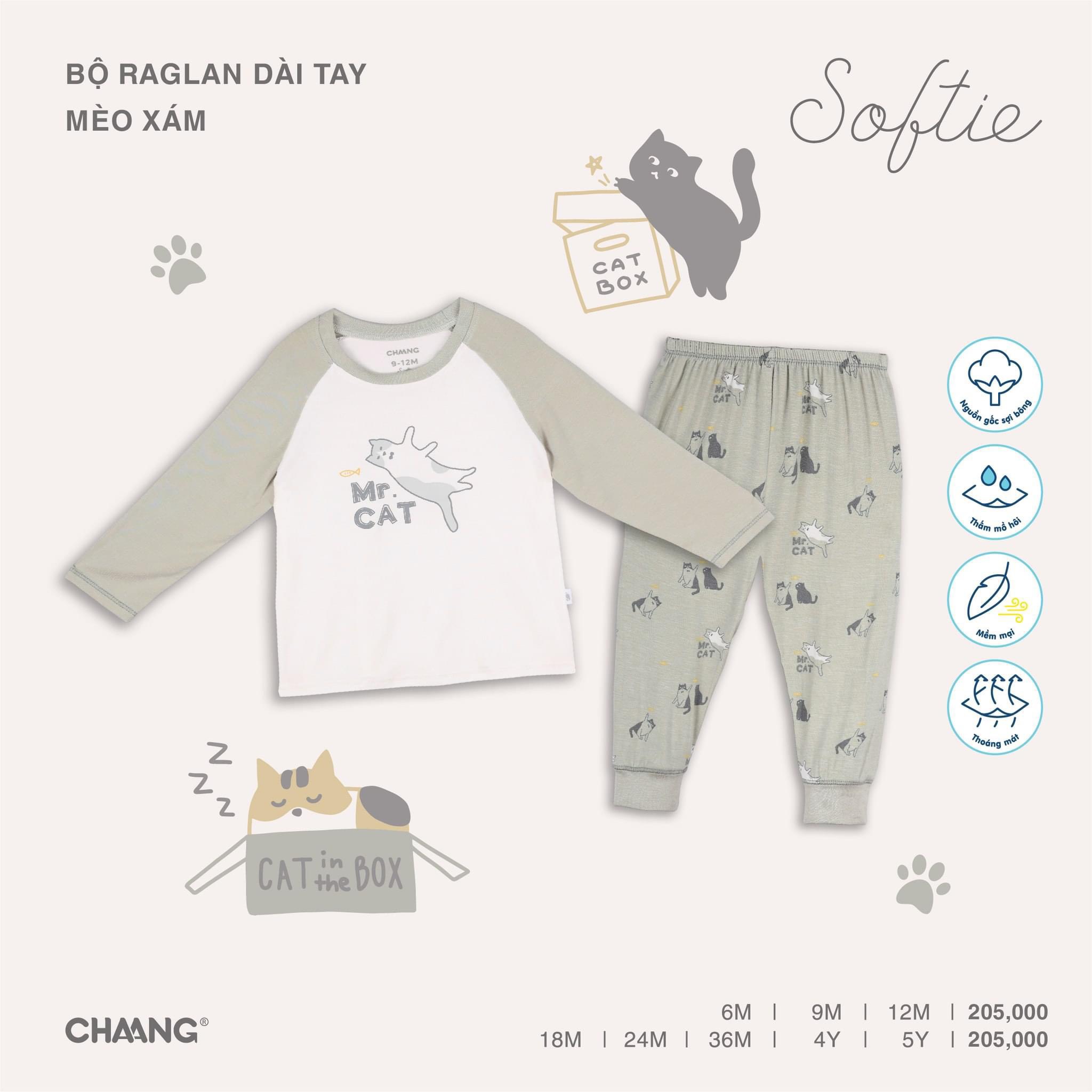 Bộ dài tay quần dài họa tiết raglan Treasure Chaang