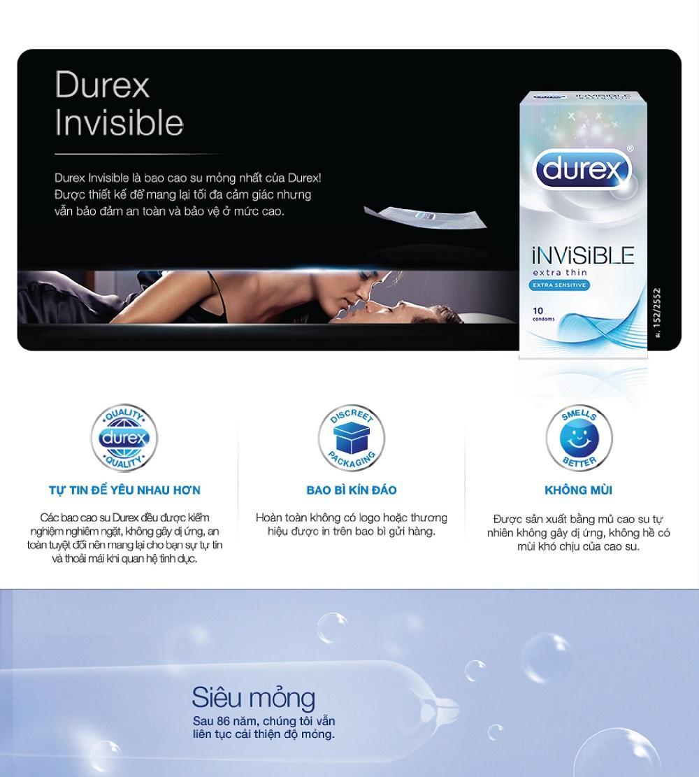 [HCM]Bao cao su Durex Invisible  sieu mong 10pcs