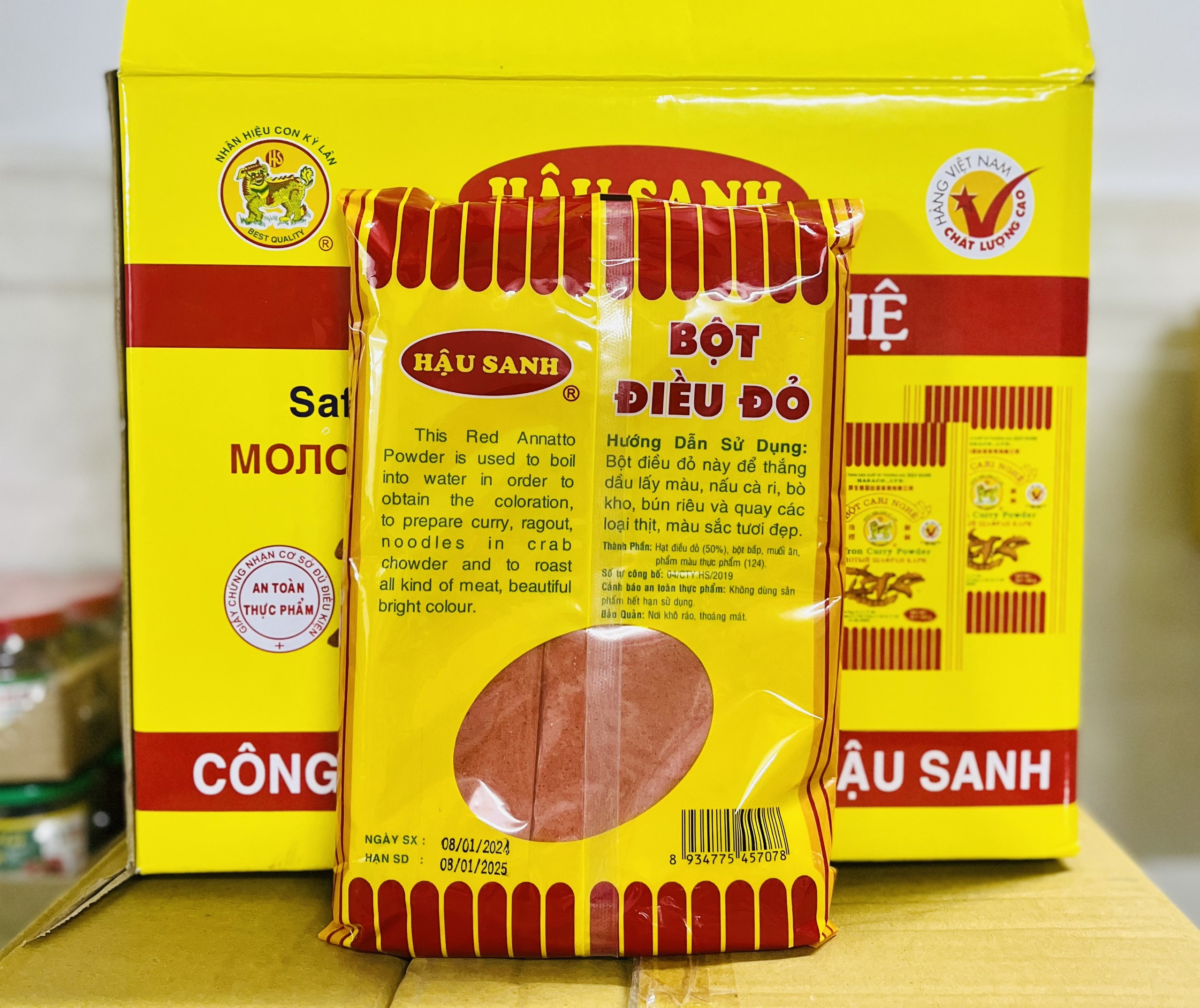 Bột cà ri nghệ/Bột điều đỏ Hậu Sanh gói (500g)