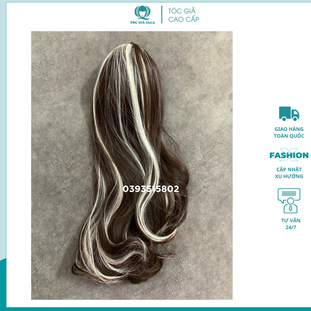 Tóc giả ngoặm móc line bạch kim