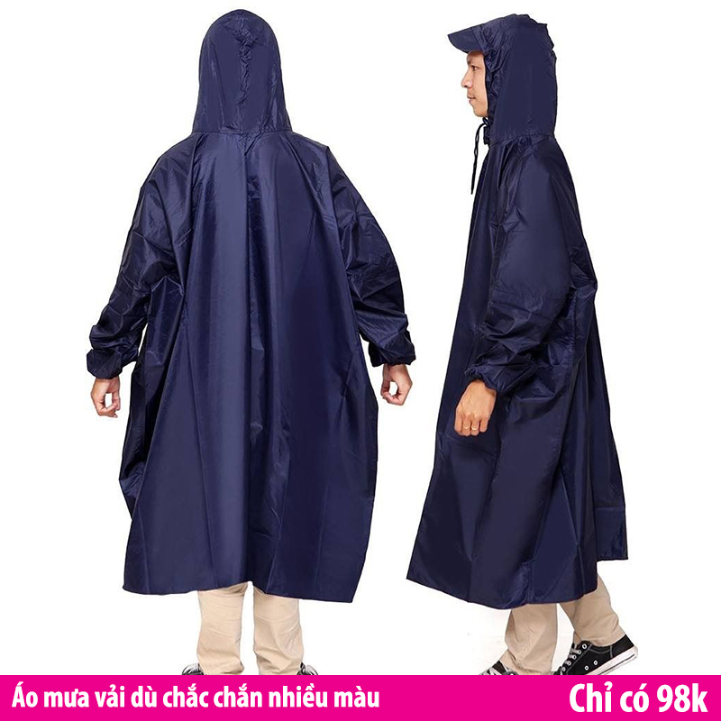 [HCM]Áo mưa không xẻ tà vải dù cao cấp Size lớn 1.4m