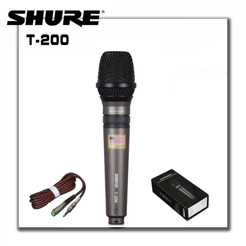 Mic shure t-200 hát karaoke, micro có dây phiên bản mới chống hú, lọc âm cực tốt, thân mic bằng kim loại , hát nhẹ, đường truyền ổn định, sản phẩm đúng 100% như hình