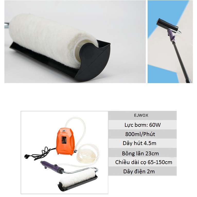 Máy lăn sơn cây nối 2.4m kèm 4 bông lăn