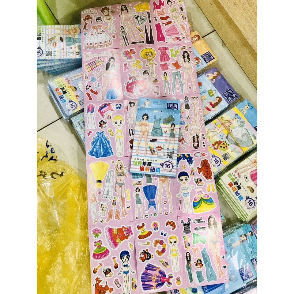 Combo 10 tờ Sticker dán mini lẻ tấm cô gái cute