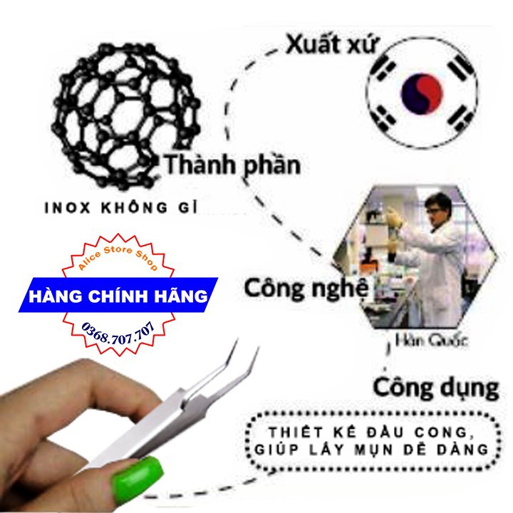 [HÀNG LOẠI 1] Nhíp gắp mụn, cây nặn mụn, nhíp nặn mụn cao cấp