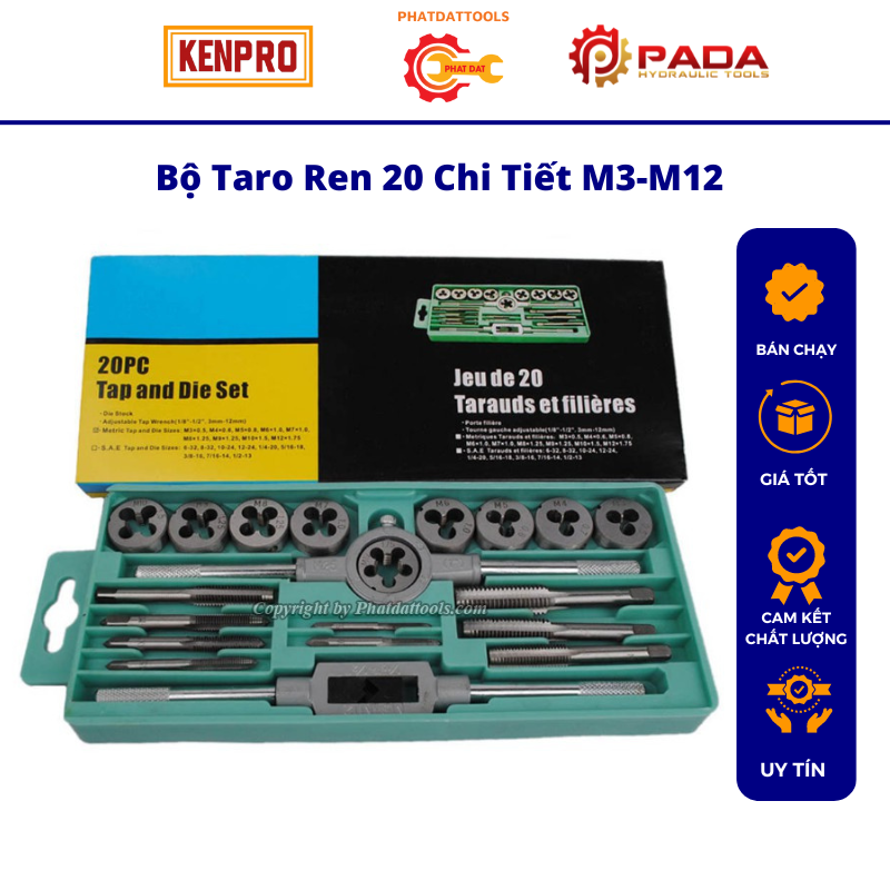 High quality m3-m6 internal and external thread tap set with 20 PCs