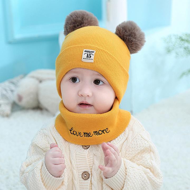 Bộ nón len và khăn ống mềm xinh (Cho bé trai và gái từ 6-36 tháng)
