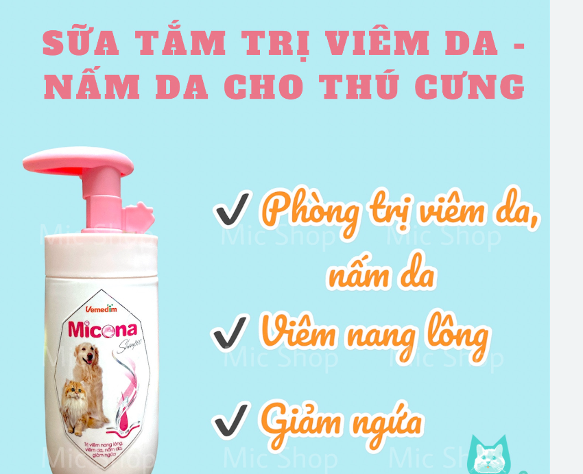 Dầu tắm trị nấm và viêm da cho chó micona