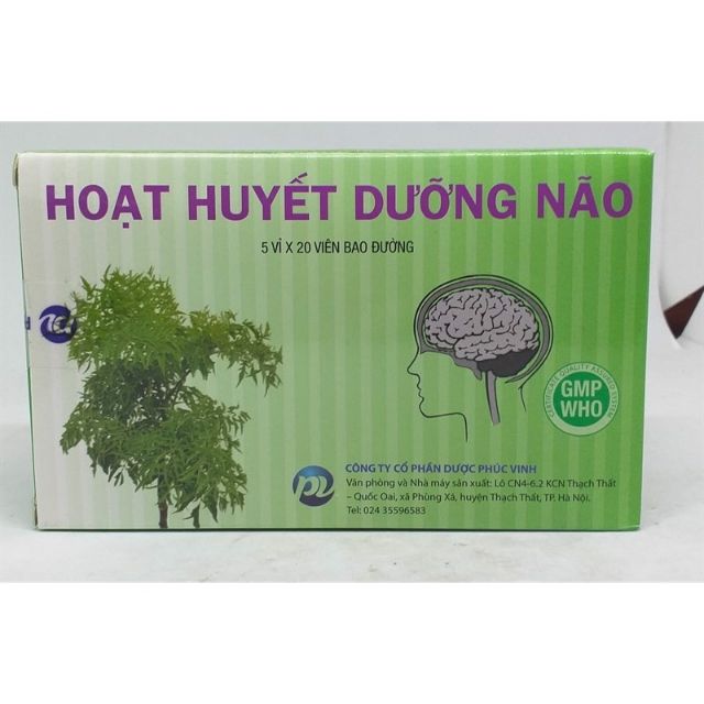 Hoạt huyết dưỡng não phúc vinh (hộp 100v)
