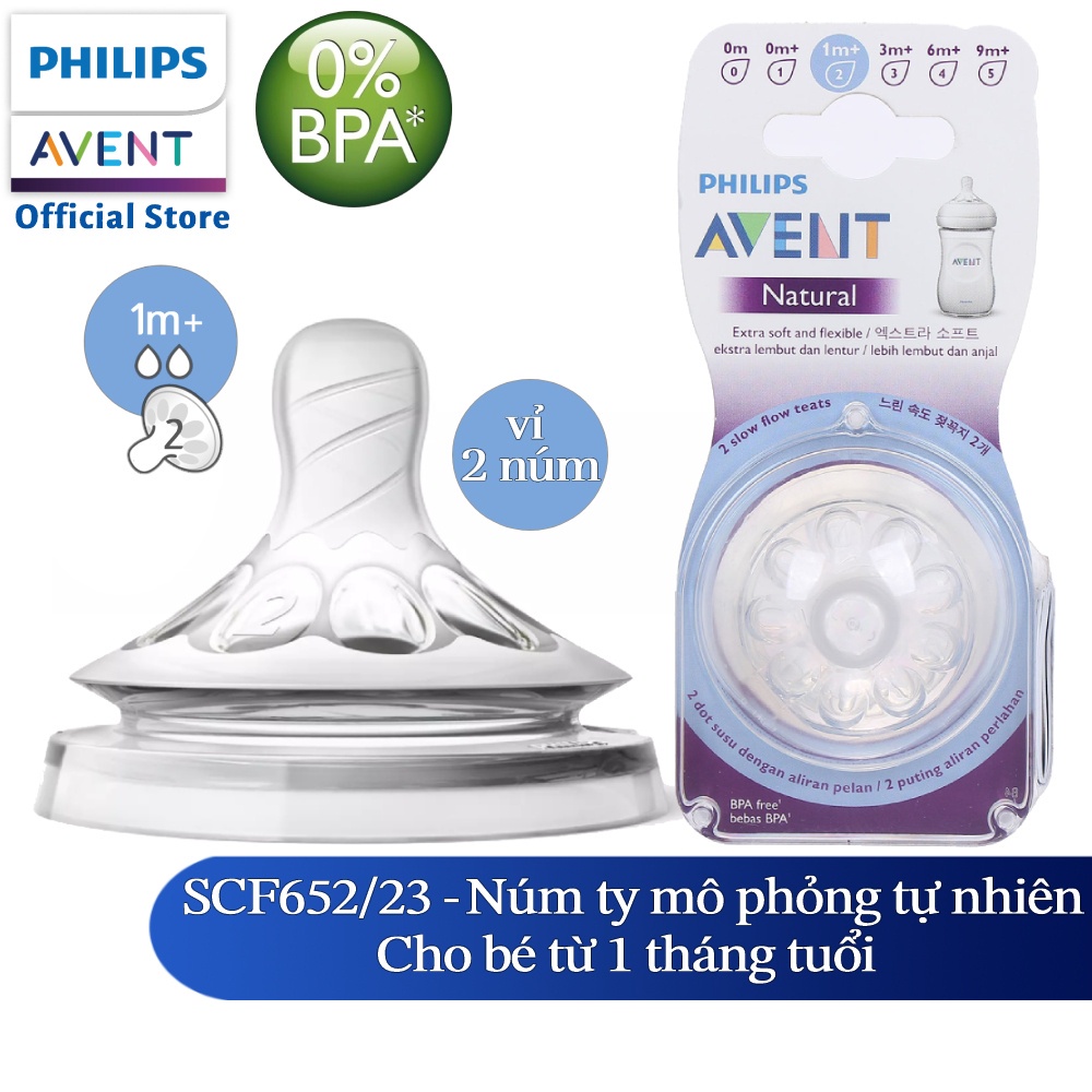 Núm ty Silicone thiết kế Mô phỏng tự nhiên hiệu Philips Avent