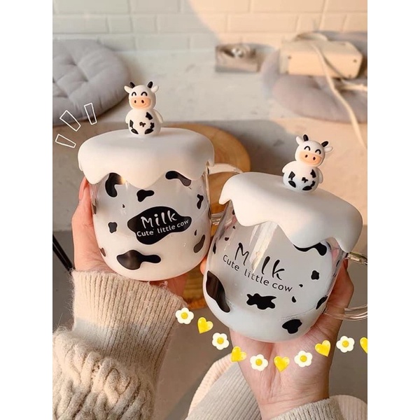 Cốc Ly Bò Sữa Thủy Tinh 450ml Siêu Cute