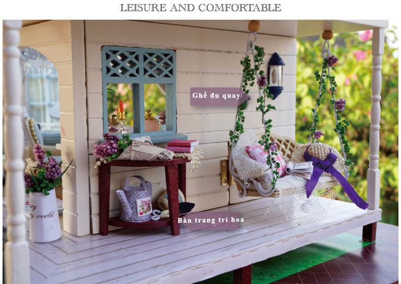 Mô hình nhà gỗ DIY biệt thự xứ sở hoa tím