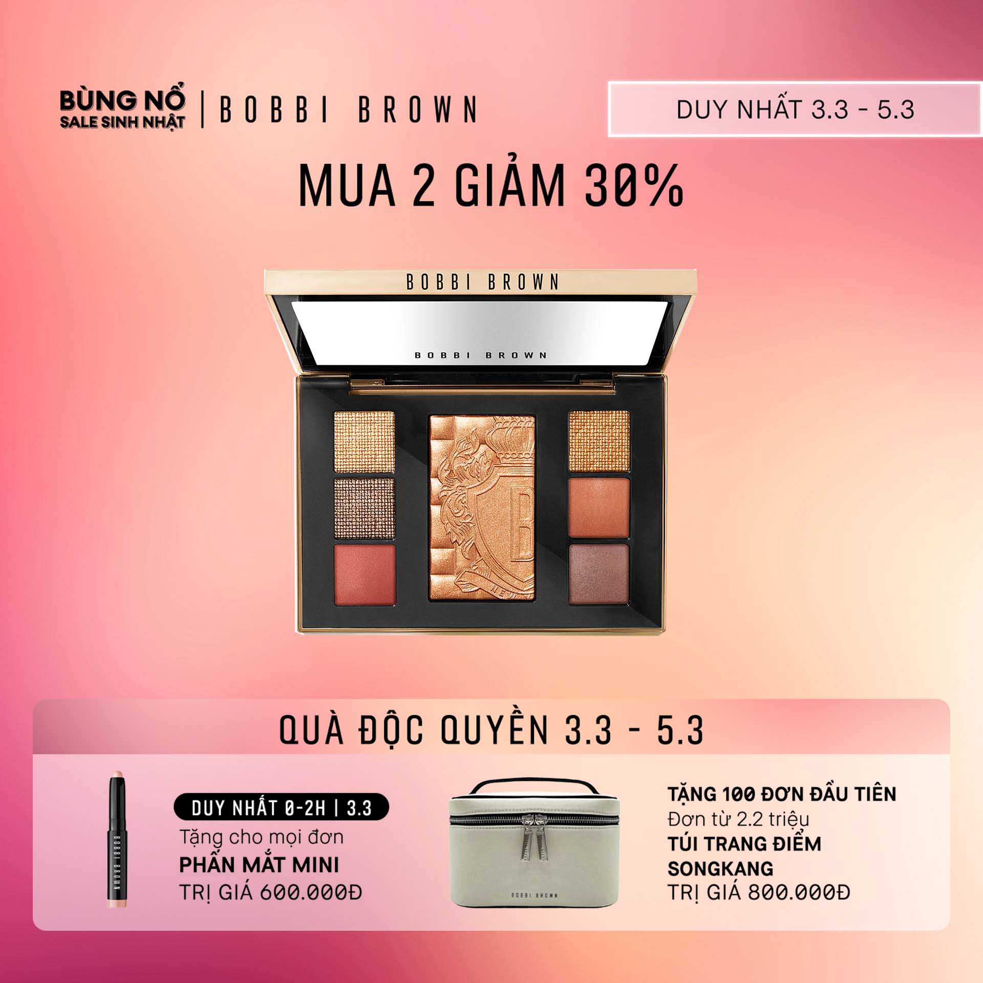 ĐỘC QUYỀN 3.3-5.3 PHIÊN BẢN GIỚI HẠN Bảng màu trang điểm mắt và má Bobbi