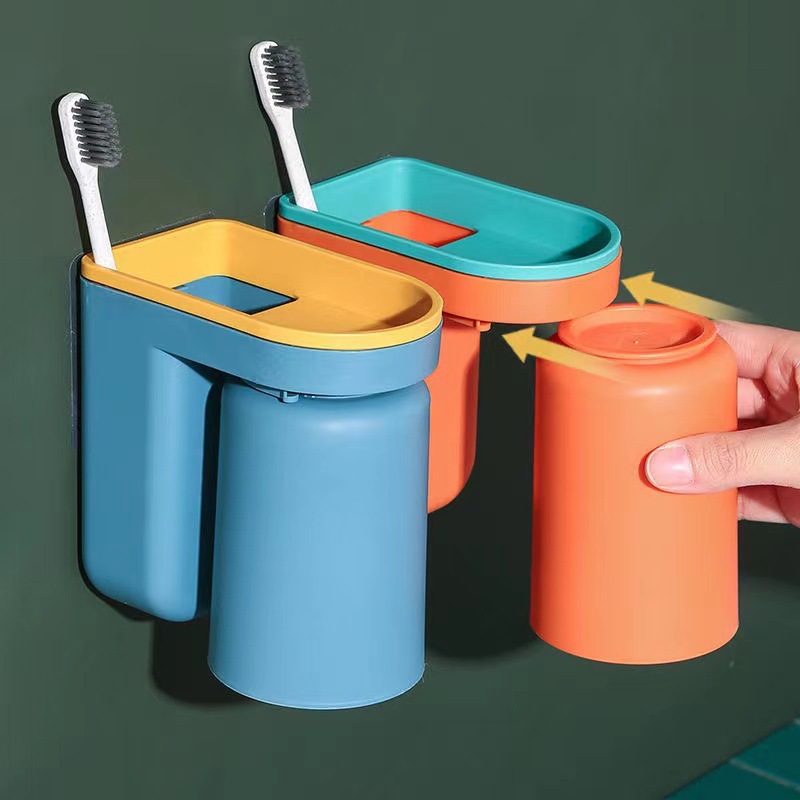 Giá Đựng Bàn Chải, Kem Đánh Răng Kèm Cốc Treo ÚP NGƯỢC - Kệ Đựng Bàn Chải Có Cốc Súc Miệng