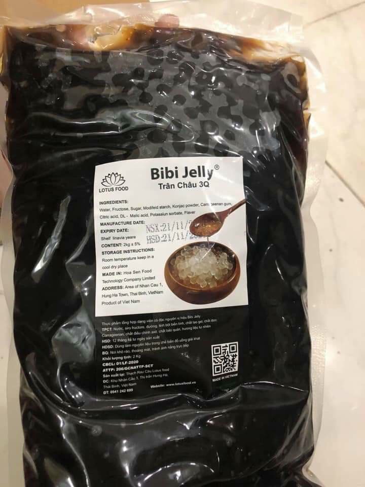 Trân Châu Đen 3Q Bibi Jelly ( Thạch 3Q BIBI JELLY - 2KG/ TÚI ( Thùng 6 túi)