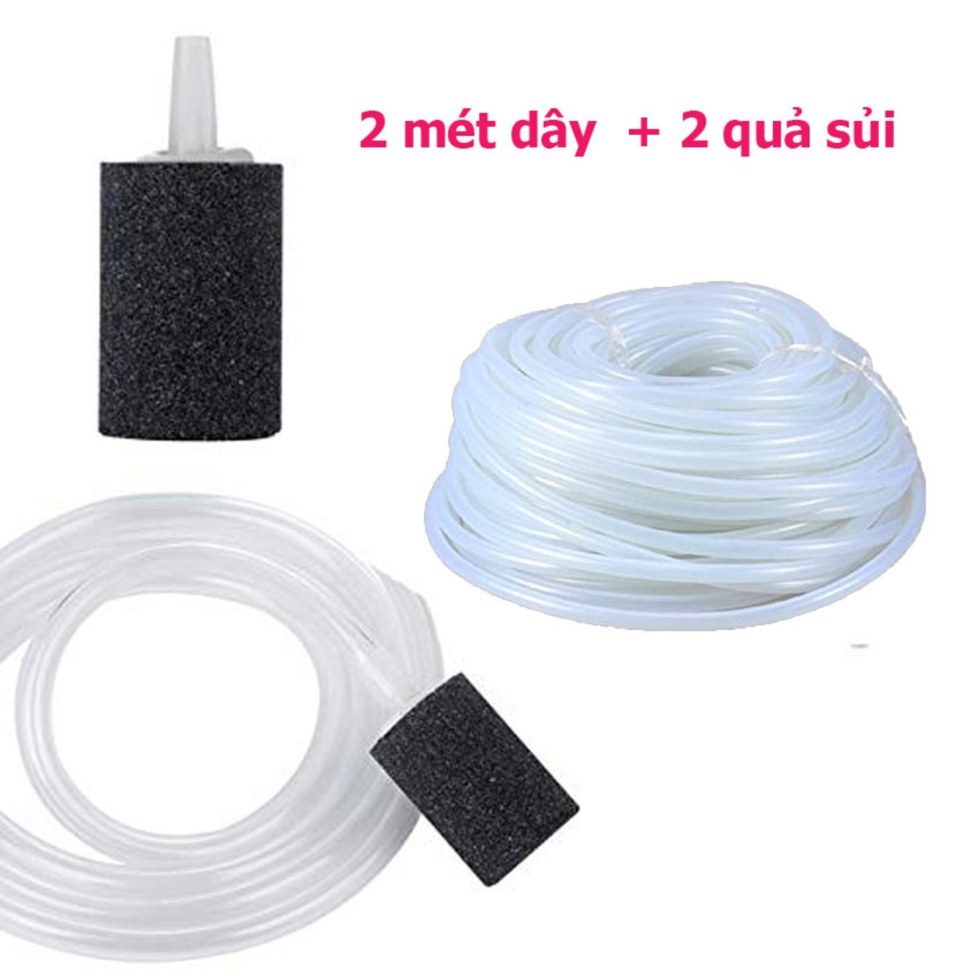 2 Meters of effervescent wire and 2 effervescent stones, oxygen effervescent for effervescent machines, fish tank oxygen blowers of good type (White, black)