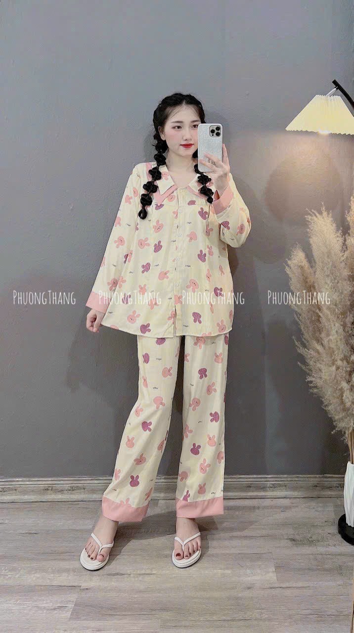 bộ bầu sau sinh, bộ dài bầu chất đũi xước cổ nhọn