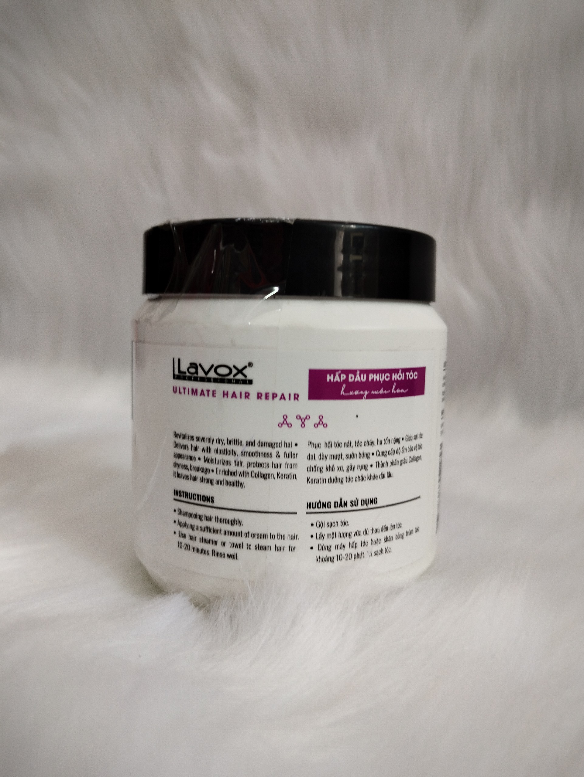 Hấp dầu phục hồi tóc collagen và keratin Lavox 500ml