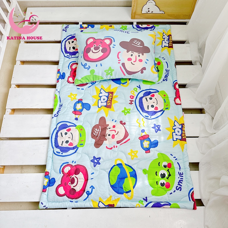 Bộ gối nệm cho bé đi học Katina House, vải Tencel cực mềm mát, họa tiết đáng yêu, nhiều kích cỡ