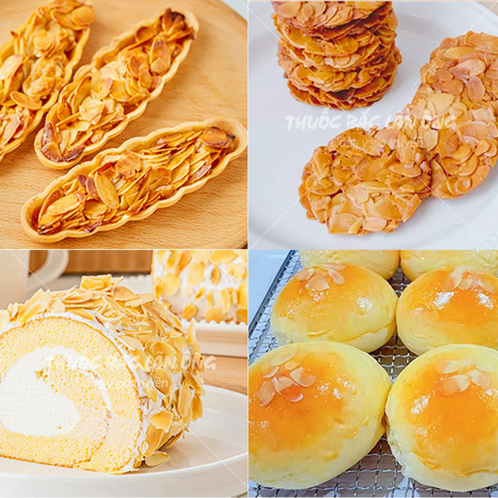 Nhân hạnh nhân thái lát 100g (Hạnh nhân sống, nguyên liệu làm bánh) - Thuốc Bắc Lãn Ông