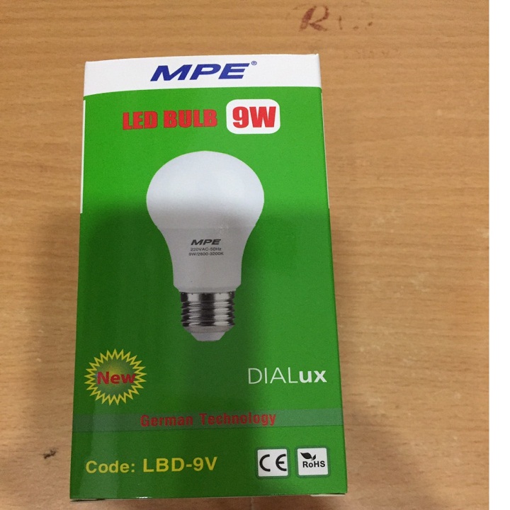 [HCM]BÓNG ĐÈN LED BÚP 9W MPE SÁNG TRẮNG VÀNG