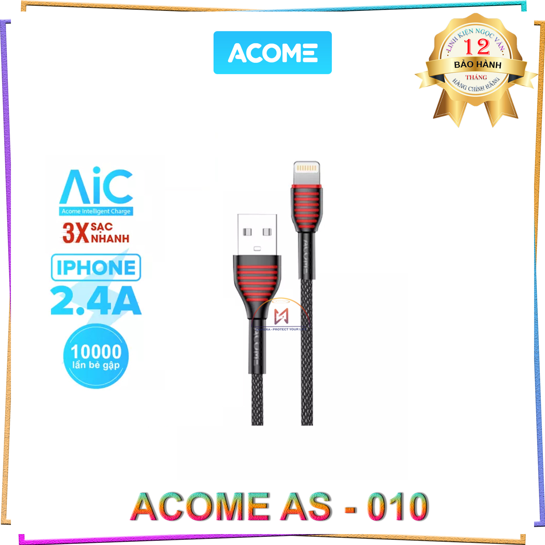 ACOME ASM/C/L010 Cáp Sạc Micro Type-c Lightning Sạc Nhanh 2.4A dài 1 Mét Tương Thích Với Các Dòng Android Samsung Xiaomi Oppo - Hàng Chính Hãng