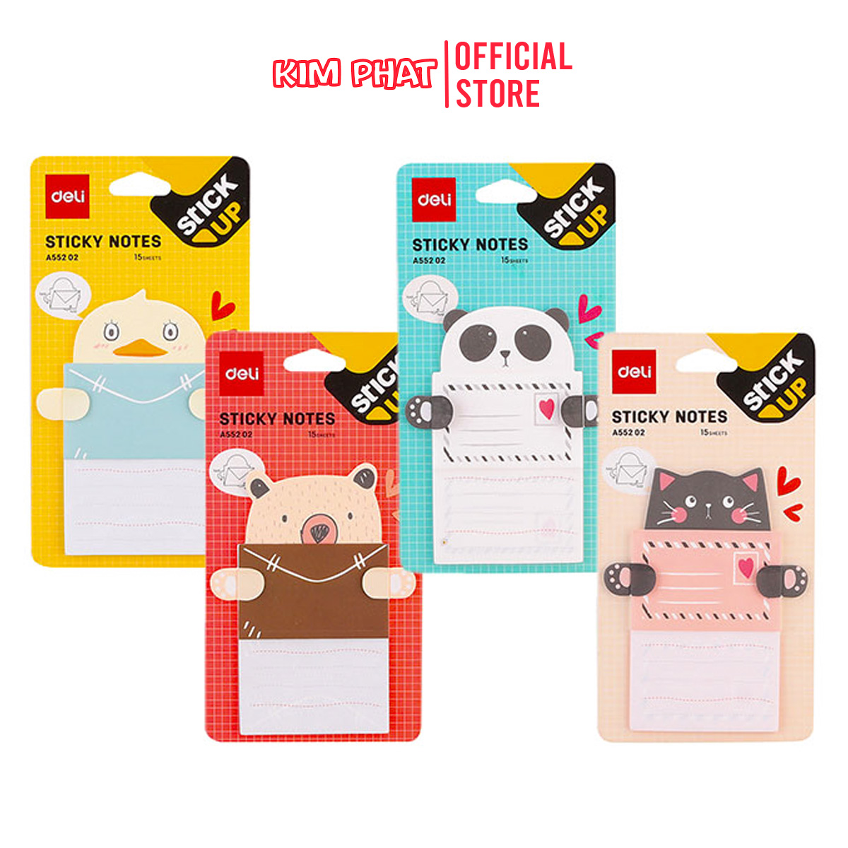 Giấy nhớ, sticky notes hình con vật dễ thương deli ea55202