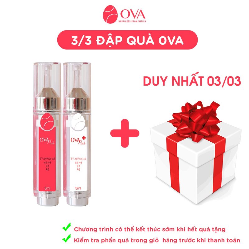 Kem làm hồng nhũ hoa và vùng kín OvaPink, giảm nhanh thâm, ủ dưỡng, làm hồng ti, an toàn và hiệu quả nhanh trong 7 ngày, dung tích 10ml. cao cấp